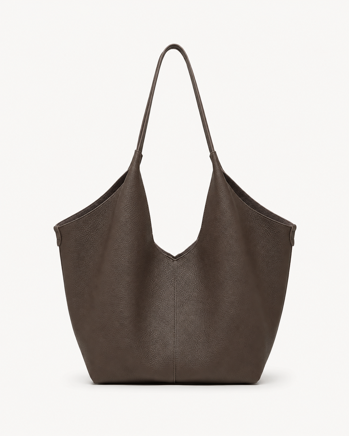 #Coffee Pebbled Leather Shoulder Tote Bag