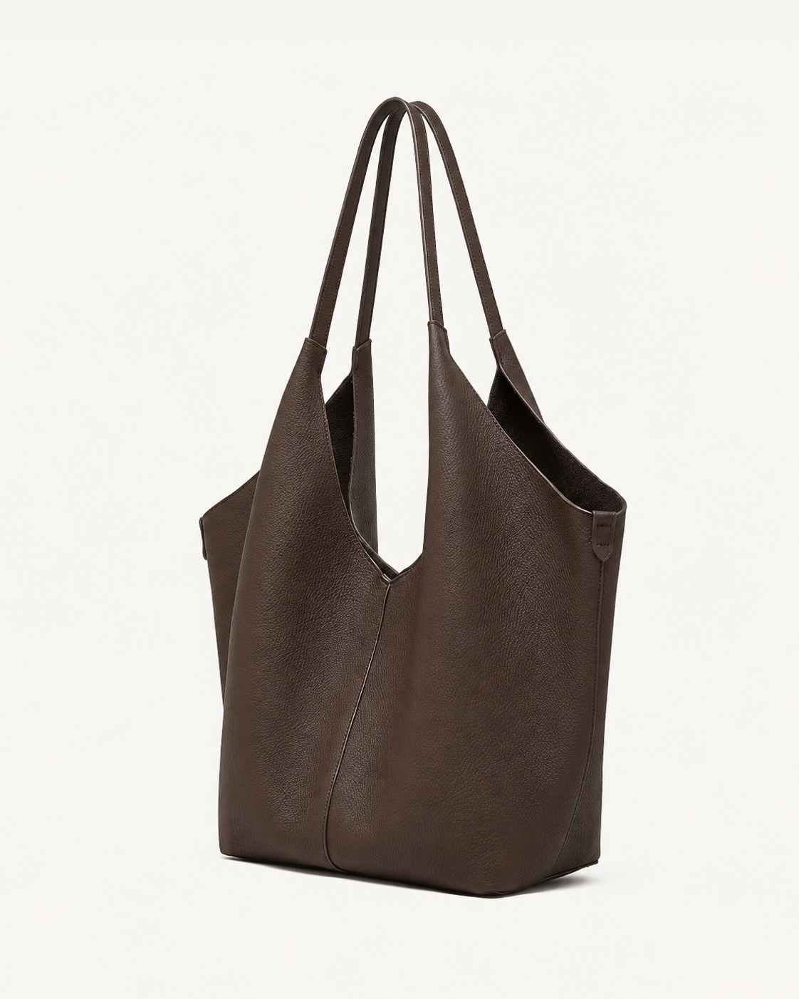 #Coffee Pebbled Leather Shoulder Tote Bag
