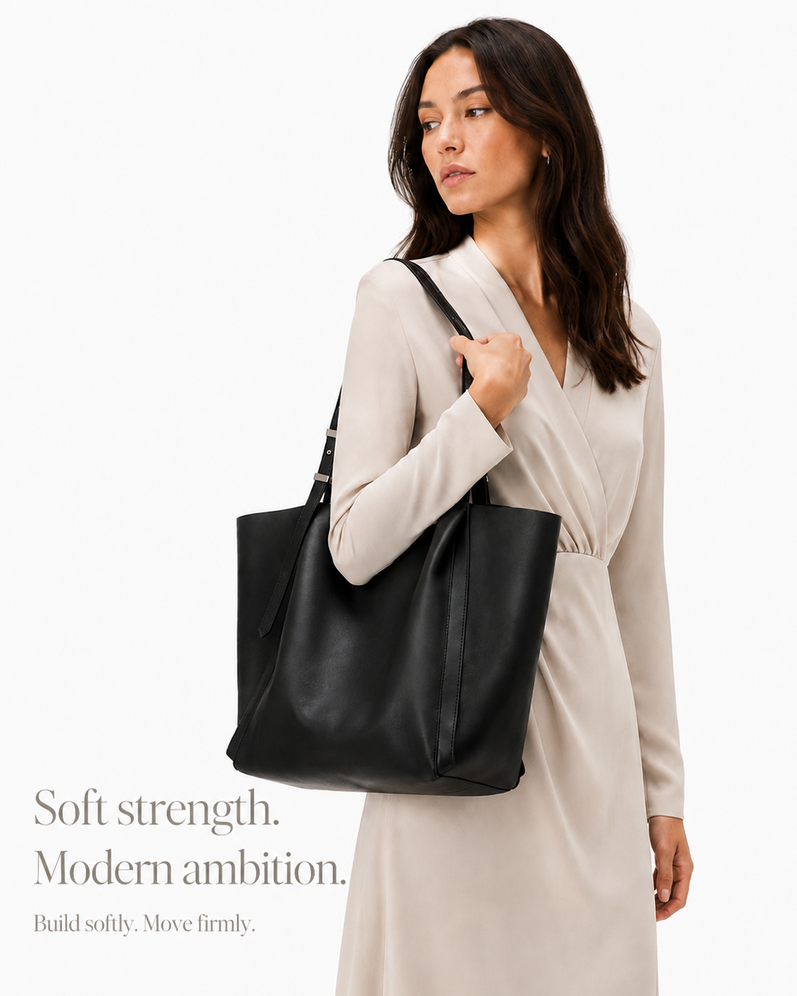 #Black soft leather shoulder tote bag 