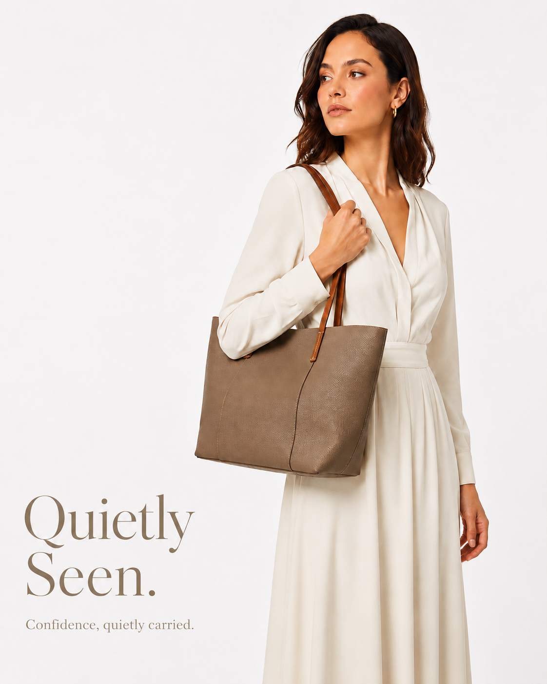 #Gray Pebbled Top-Grain Leather Tote Shoulder Bag