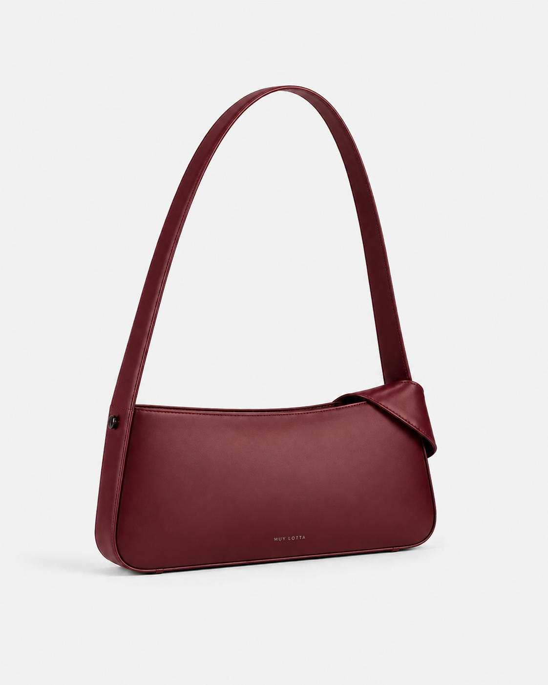 MUYLOTTA ML-SH05 burgundy shoulder bag, three-quarter view, with a slim body and one folded corner.