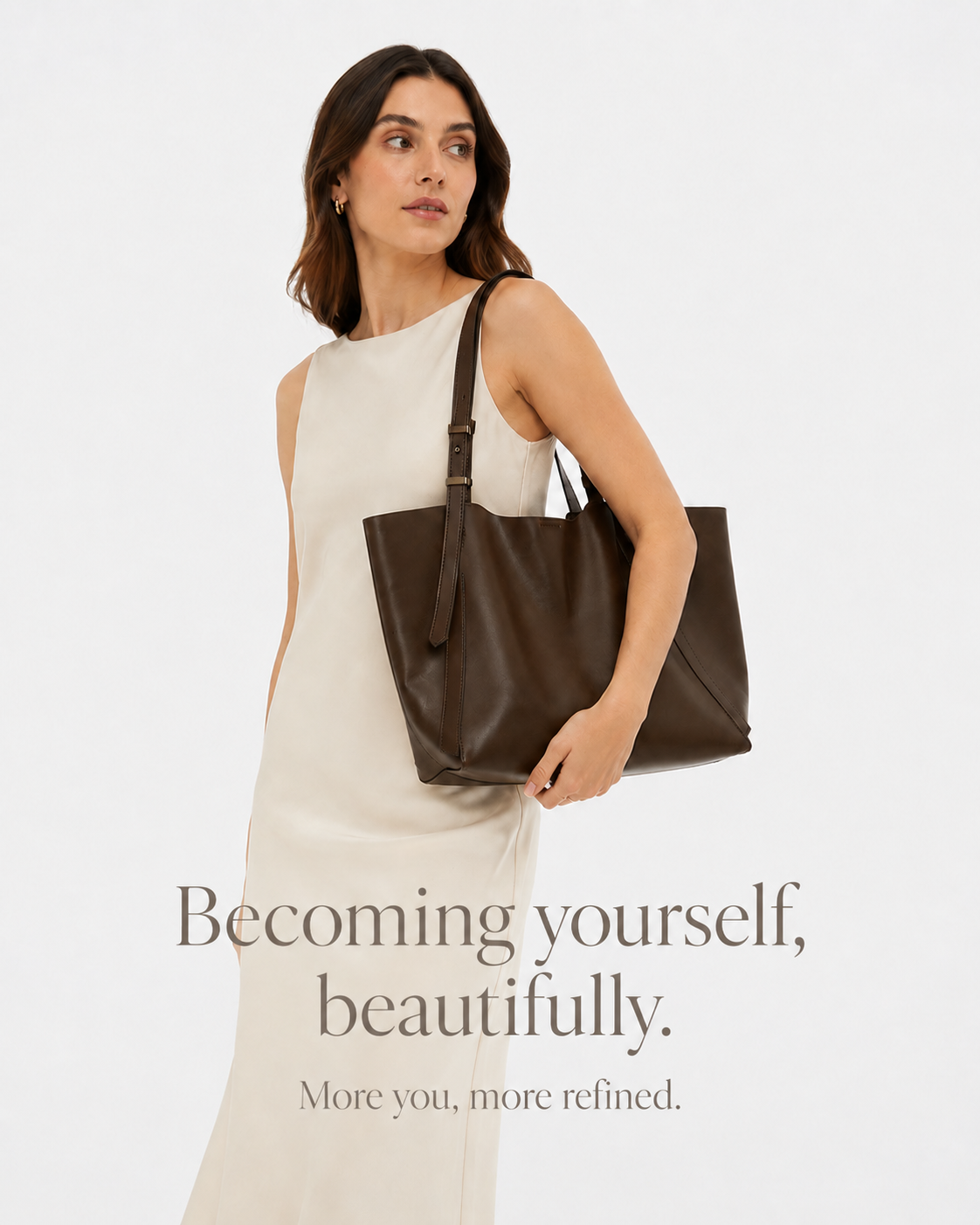 #Brown soft leather shoulder tote bag 