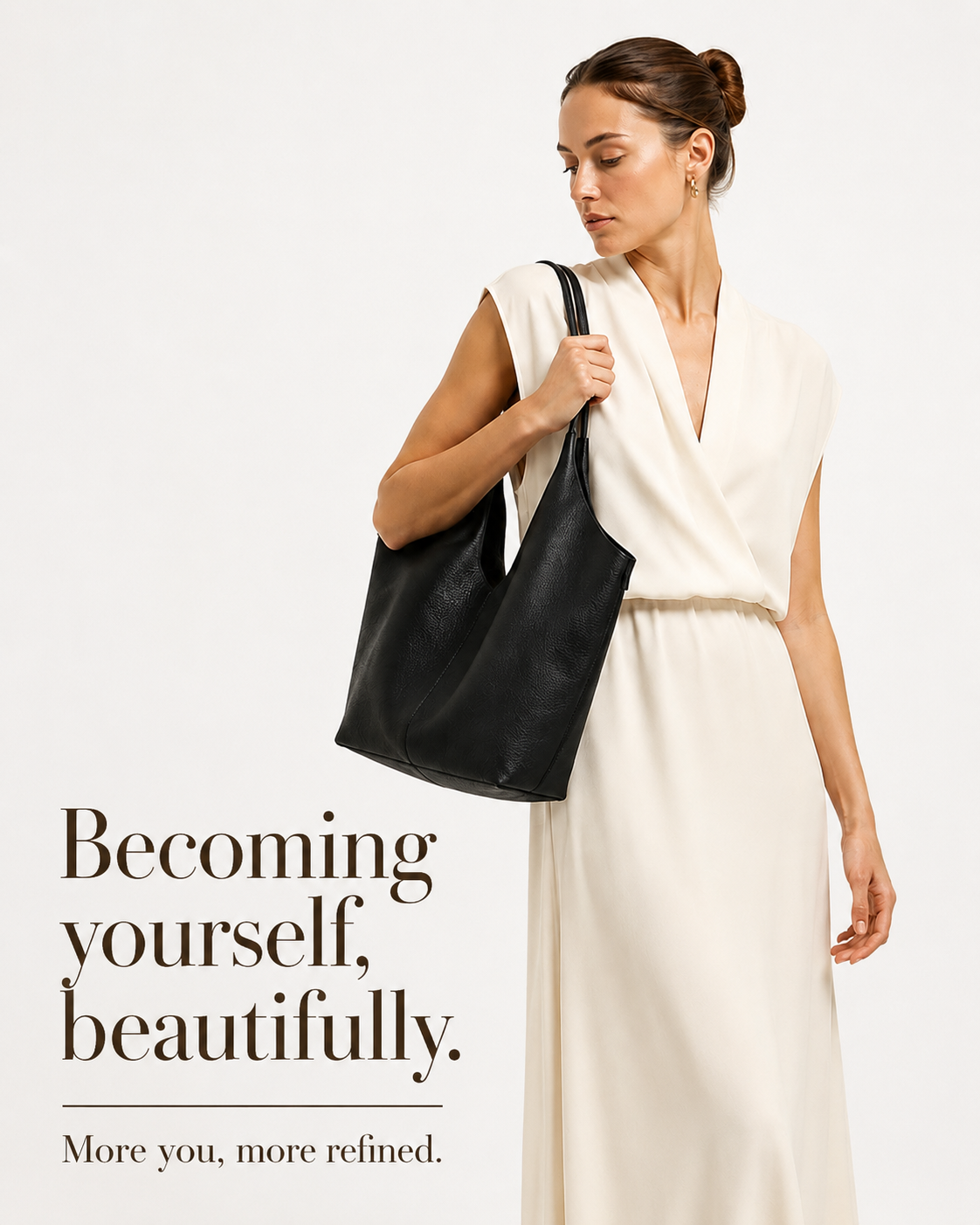 #Black Pebbled Leather Shoulder Tote Bag
