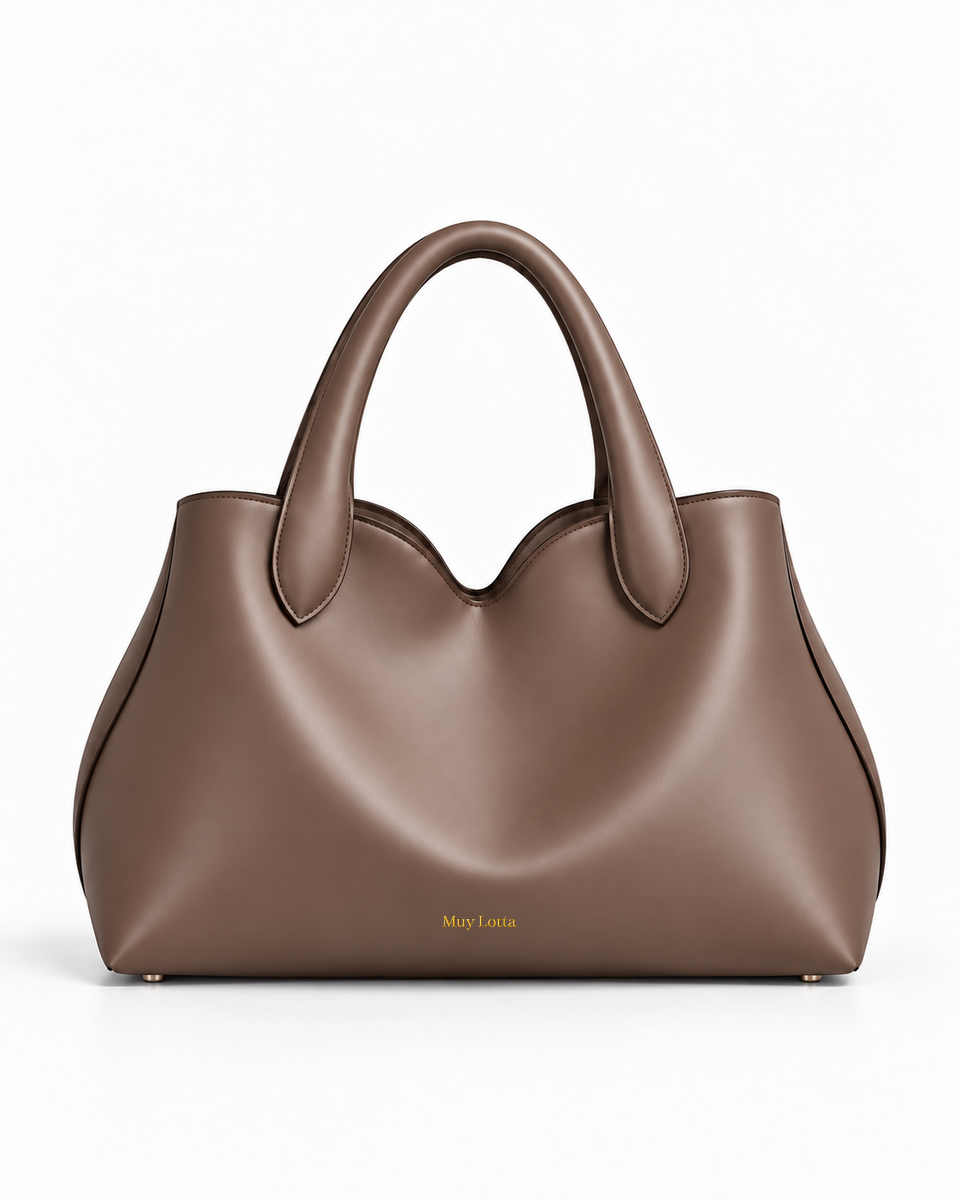 MUYLOTTA PETALVALE CAVENNE Cocoa Taupe leather tote product front