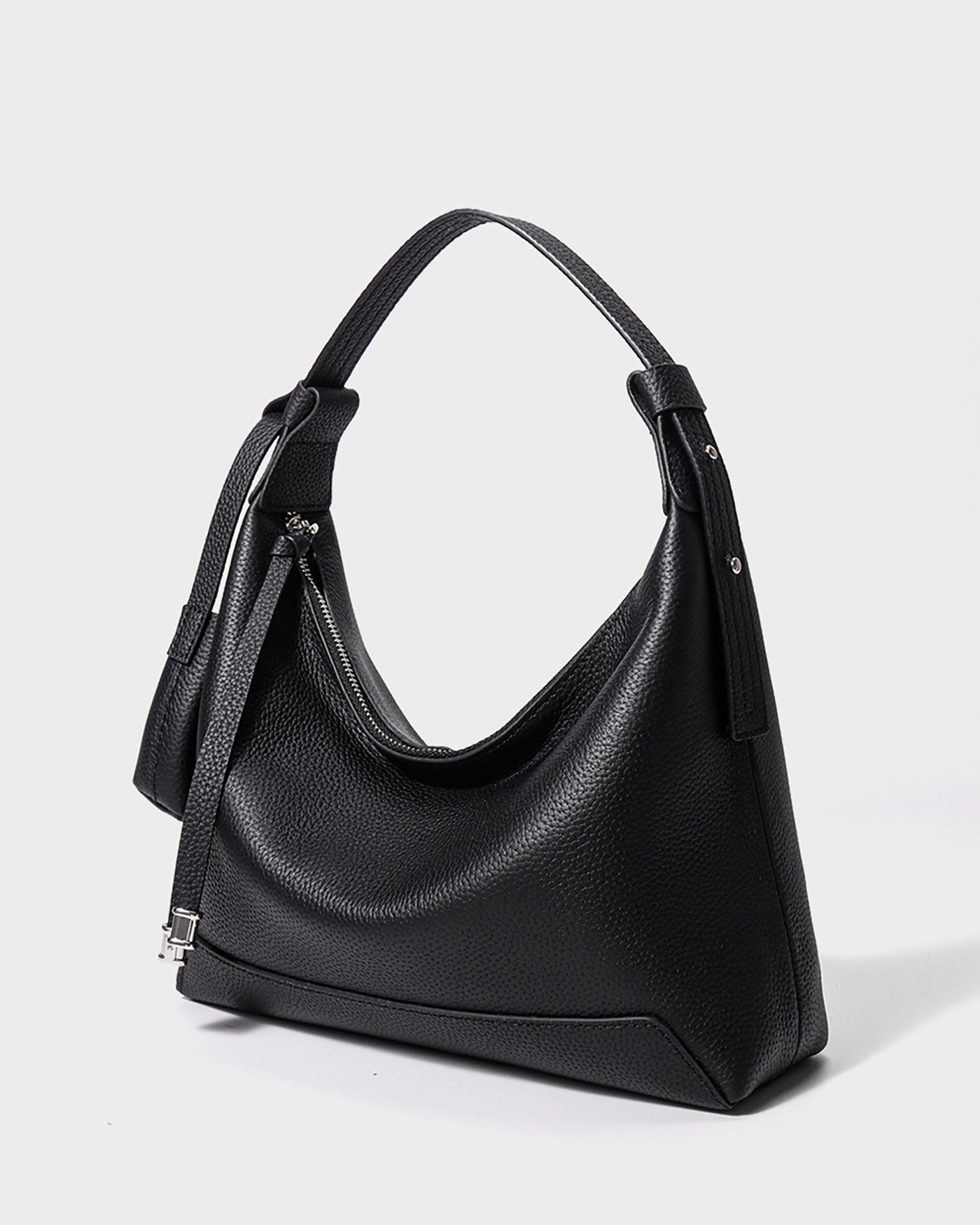 #Black compact hobo shoulder bag fitting iPad mini phone wallet and daily essentials
