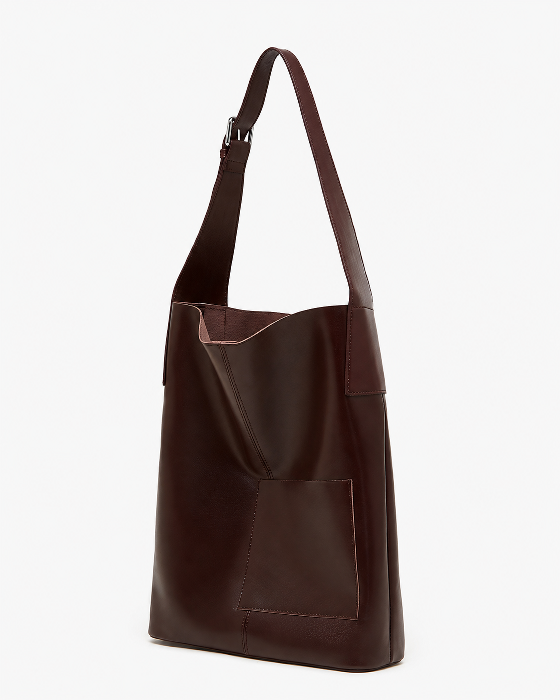 #Merlot Top-Grain Leather Hobo Shoulder Bag