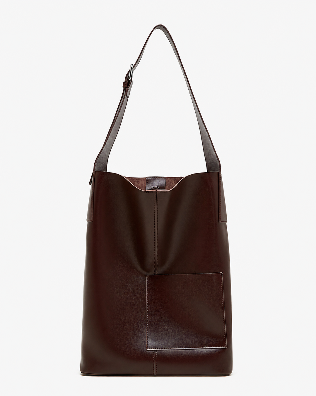 #Merlot Top-Grain Leather Hobo Shoulder Bag